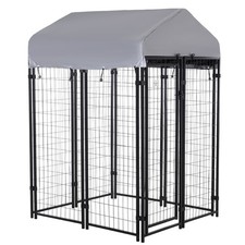 4x4 ft Outdoor Galvanized Dog Kennel Playpen Exercise Pen with Lockable Dooor