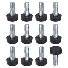 12Pcs Adjustable Furniture Feet 1/4"-20 UNC Thread - for Table Chairs Black