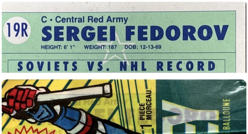 1990-91 O-Pee-Chee OPC Sealed Hockey Wax Pack - Sergei Fedorov RC Showing On Top