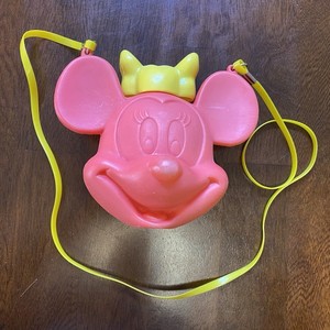 VTG 90s MINNIE MOUSE Walt Disney Company Water Canteen Dark Pink W/ Neck Strap