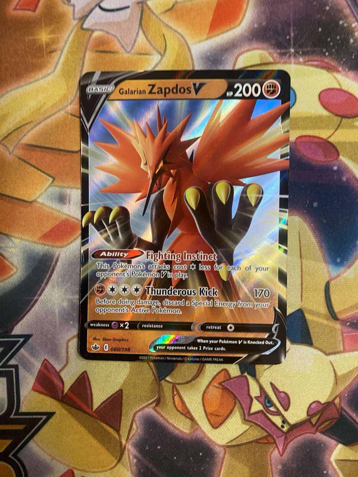 Galarian Zapdos V 080/198 - Chilling Reign - Ultra Rare Holo Pokemon Card NM