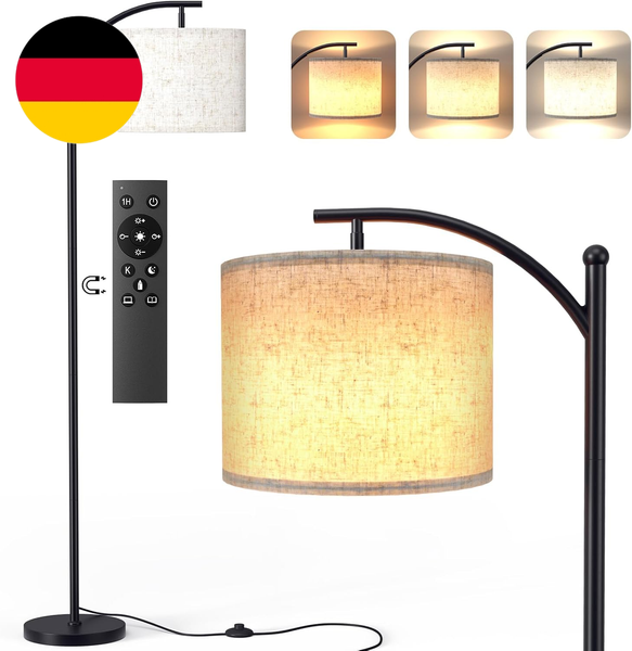 Stehlampe Wohnzimmer Dimmbar, Modern Standleuchte Mit 3 Farbtemperaturen, Beigen-image