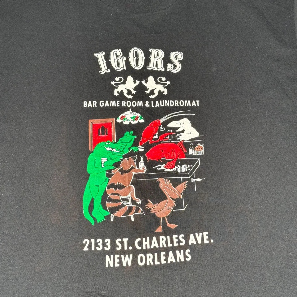 Camiseta de colección Igors Bar Game Room para hombre XL New Orleans Dive Bar puntada única Foto 3 de 4