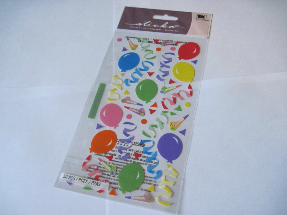 Scrapbooking Stickers Sticko Party Favors Balloons Confetti Twirls Colorful More