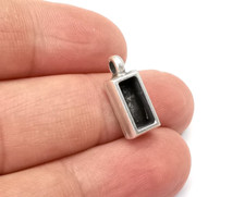 10 Pcs Rectangle Pendant Blank Resin Bezel Silver Epoxy Frame 10x4mm G28115