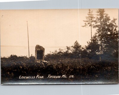RPPC Lovewells Pond, Historical Marker Fryeburg ME Vintage Postcard M56