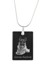 German Shepherd Dog, Alsatian Wolf Dog - Crystal pendant with dog, silver neckla