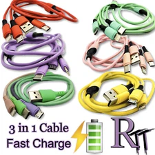 NEW Fast USB Charging Cable Universal 3 in 1 Multi Function Cell Phone Charger