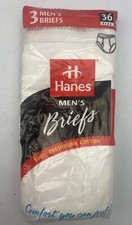 NEW Vintage 1997 Hanes White Men's Briefs 3-Pack Underwear Style 2249 / Size 36