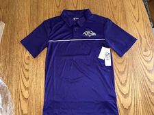 BALTIMORE RAVENS NFL TEAM APPAREL MENS PIPE LOCKUP PERFORMANCE STYLE POLO LARGE