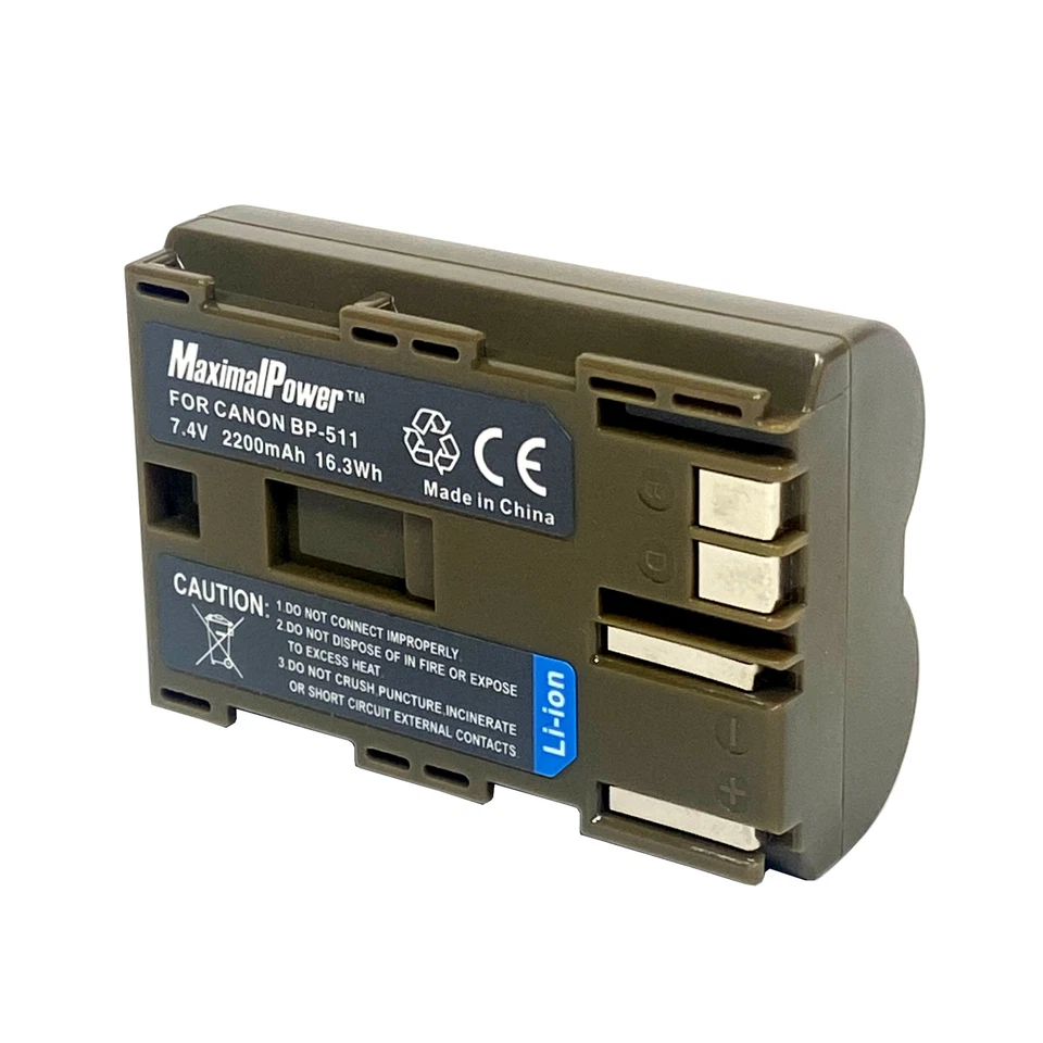 Paquete de 2 baterías de reabastecimiento para Canon BP-508 BP511 BP512 BP-512 BP514 BP-514 Foto 4 de 4