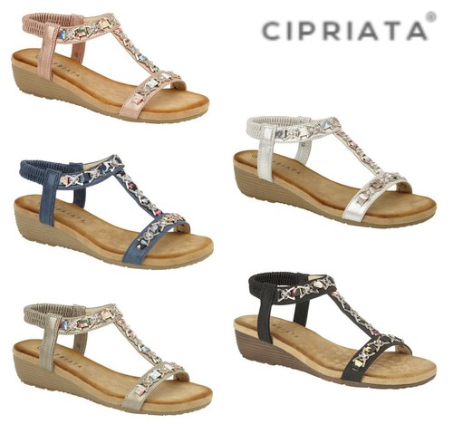 LADIES JEWELLED T BAR Sandals - Rose 