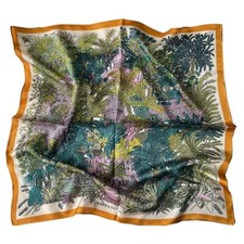 100 Mulberry Silk 26" Square Scarf Women Neckerchief Wrap Purple Green Forest