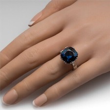 Teal Sapphire Ring-925 Solid Silver Jewelry Engagement Christmas Gift For Her