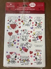 Hallmark Peanuts Snoopy Reward Stickers Valentines 8x10 8 Sheets Opened Package