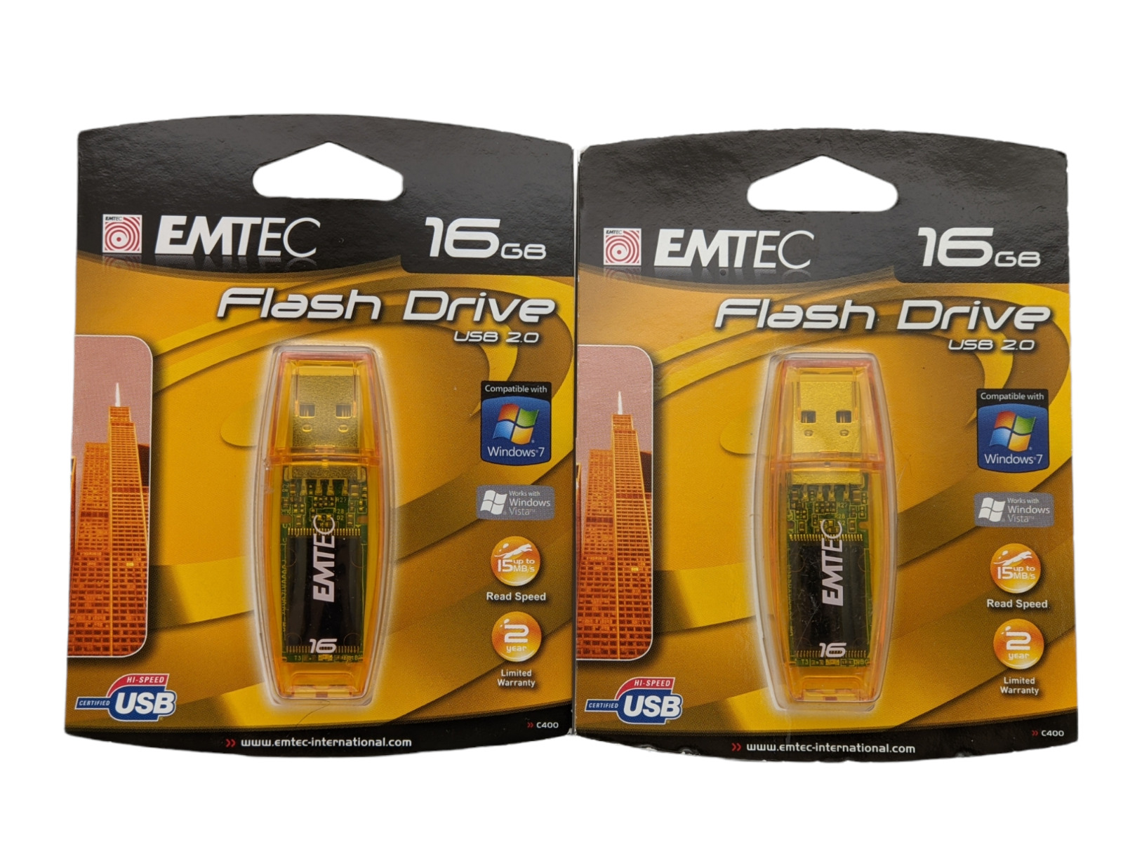 EMTEC400 16 GB USB Flash Drive Lot Of 2 Transparent-EKMMDIGGC40-Free Shipping. Available Now for 25.95