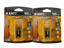 EMTEC400 16 GB USB Flash Drive Lot Of 2 Transparent-EKMMDIGGC40-Free Shipping