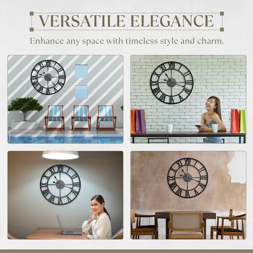Extra Large Roman Clock Numerals Skeleton Open Face Round Wall Clock ...