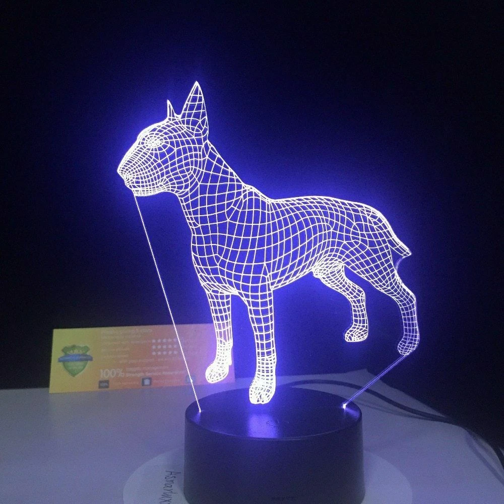 Bull Terrier Dog Night Light 7 Color Change LED Desk Lamp Touch Home Decor Gift