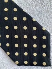 Ferrell Reed Necktie Yale Genton Berkeley Silk Black Polka Dot England 3.5 X 58”