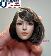 1/6 Female Head Sculpt Brown Hair For 12" Hot Toys TBL VERYCOOL PHICEN Figure