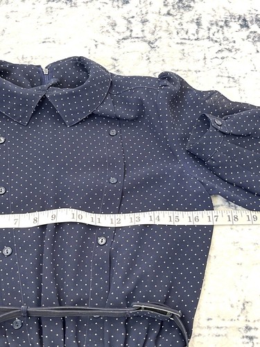 Vintage Tiffany Jane Womens Dress 12 L Blue Polka Dot Long Sleeve Fit Flare 80s - Bild 9 von 10