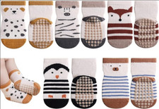 Toddler Non Slip Socks, Cute Baby Socks with Grips 6-12 Months G-5 Mix Colors