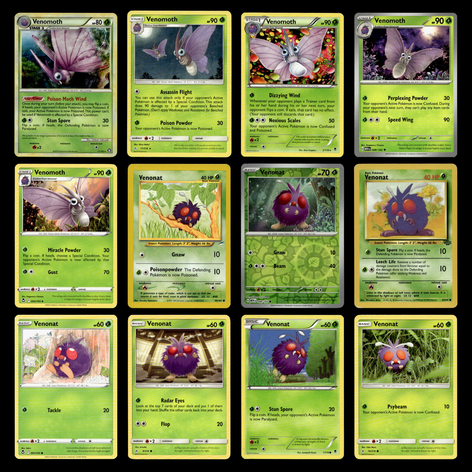 12x Venomoth Lot Venonat 11 HeartGold SoulSilver Triumphant Pokemon Cards Set