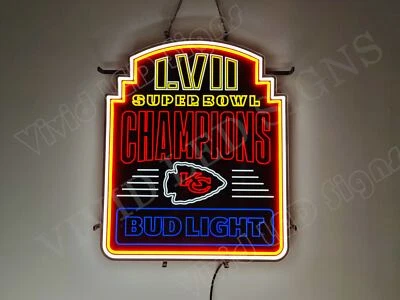 Vivid LED Kansas City Chiefs LVII Champions Beer 24" Neon Sign Light With Dimmer