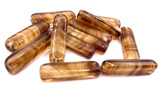 10 Glas Stäbchen Vierkant Perlen aus Murano 24 X 6 mm braun meliert (192)