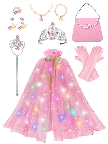 Princess Dress Up Clothes for Girls 3 4 5 6 Years Old Light Up Princess Cape ...