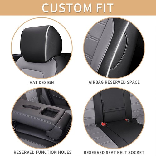 Car Seat Covers Set 5-Seats PU Leather Waterproof For Honda CRV 2017-2022 Gray - Picture 7 of 7