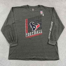 Houston Texans Shirt Mens 3XL Gray NFL Majestic Heather Long Sleeve Football
