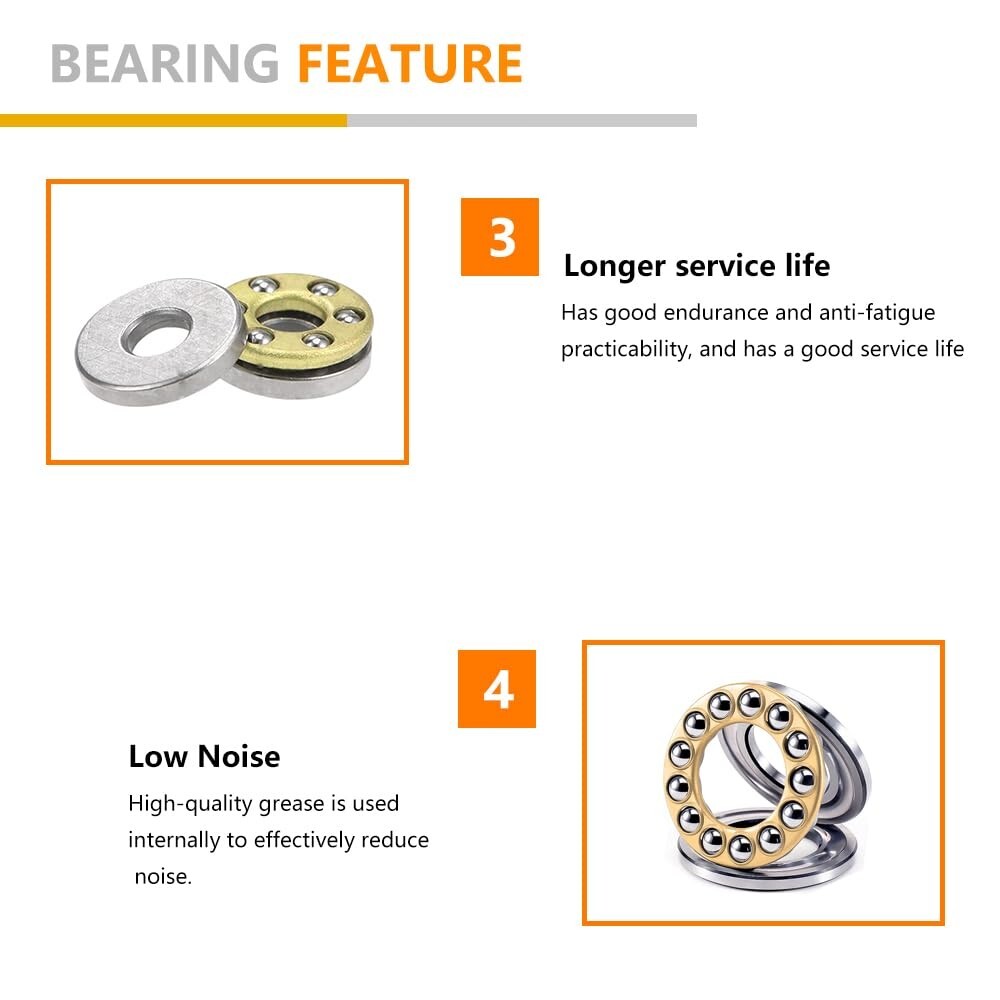 F5-10M (12Pcs) 5x10x4mm Single Direction Thrust Ball Bearings with Washers