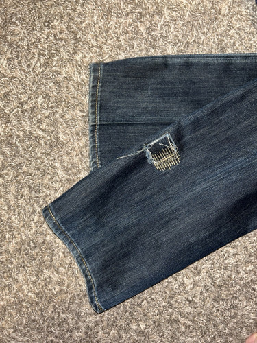 Gap Men's 1969 distressed Premium straight fit Jeans Size 34X32 Dark Rinse - Picture 6 of 6