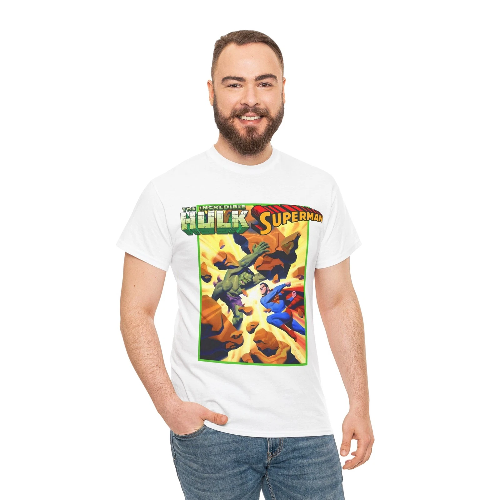 Hulk Vs Superman T-Shirt - Steve Rude Art - DC Comics & Marvel 90s Crossover
