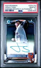 2025 BOWMAN JONAH TONG #CPA-JTO 1ST CHROME PROSPECT AUTO AUTOGRAPH PSA 10 GEM MT