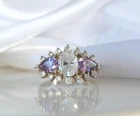 Vintage Sterling Silver 925 Diamonique DQ Art Deco Style Ring Size 9