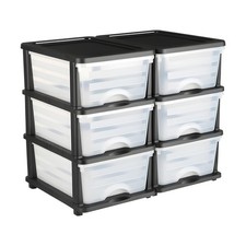 Uimoso 2 Pack Plastic Storage Drawers Organizer with 6 Compartments