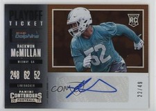 2017 Panini Contenders Playoff Ticket 22/49 Raekwon McMillan #270 Auto 1u6