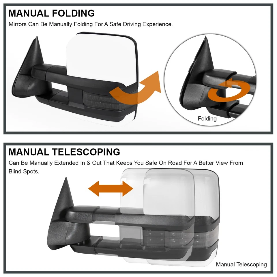 Fits 1999-2002 Chevy Silverado Sierra Power Heated Tow Mirrors+Smoke LED Signal Foto 4 de 4