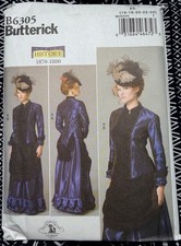 Butterick B6305 Victorian Bustle Costume Pattern 16-24 Uncut OOP