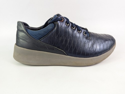Clarks Unstructured Metallic Blue Leather Trainers UK 5.5 D