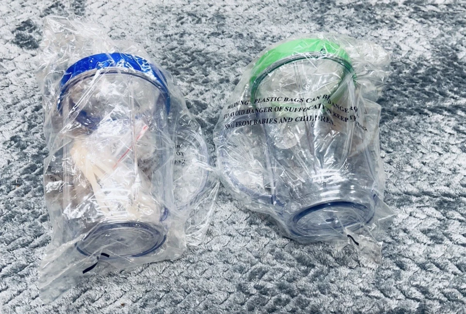 2 Magic Bullet Cups w/ Lip Rings Blue & Green Replacement Mugs Parts - Image 3 of 3