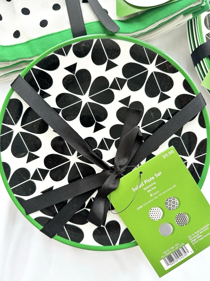 kate spade X Target 4 Dinner 4 Salad Melamine Plates 4 Napkins 1 Tablecloth - Image 3 of 4