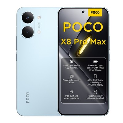 Xiaomi POCO X8 Pro Max 5G Smartphone Blau 12+512GB NFC 6.83'' Dimensity 9500s EU