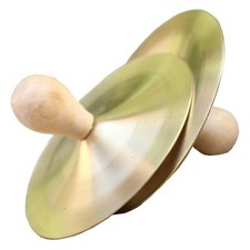 1 Pair Brass Cymbals with Knobs Finger Cymbals with Wood Knobs for Dancer6894