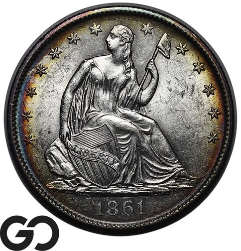 1861-O Seated Liberty Half Dollar, Fully Struck Gem BU++, RARE Civil War Issue