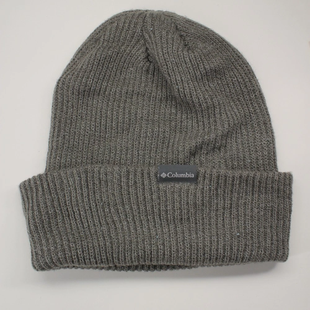 Plain gray thin Columbia cuff winter cap classic