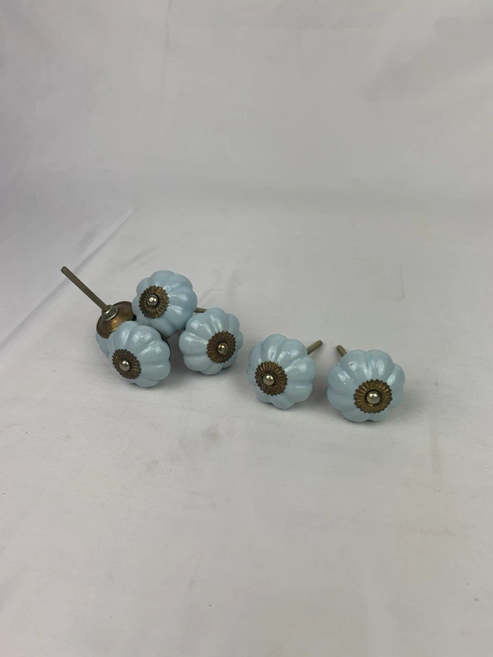 Vintage Möbelknöpfe Keramik Weiß Shabby Chic Schrankgriffe 6 Stück Retro